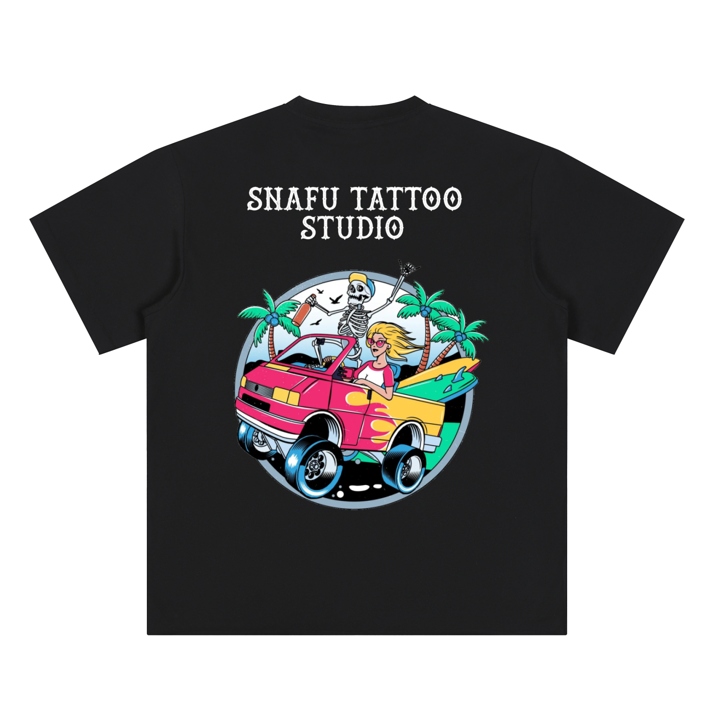 Classic Graphic Tee - Funky Skeleton in Black